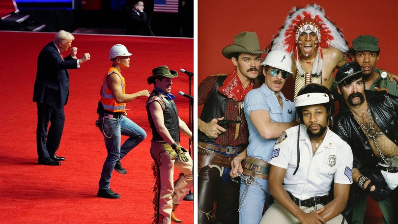 Donald Trump, left, pictured dancing with the Village People, has issued a tribute to founding frontman Victor Willis.