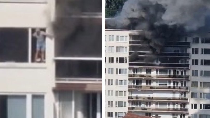 Horror footage has emerged of residents trapped by smoke and flames in the multi-storey blaze.