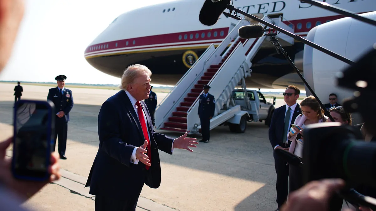 Donald Trump’s new Air Force One: Retrofitted Qatari jet takes flight for President’s trip to North Dakota Donald Trump’s new Air Force One: Retrofitted Qatari jet takes flight for President’s trip to North Dakota