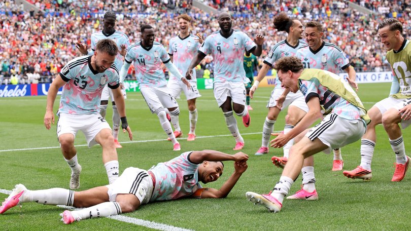 Youri Tielemans celebrates after scoring the winner.