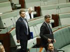 Member for Canning Andrew Hastie  and the Leader of the Opposition Angus Taylor arrive at the House of Representatives on Thursday.