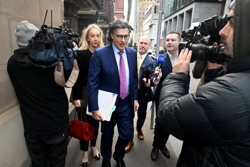 Marcus Clarke KC, representing the Victorian Liberal Party, leaves the Supreme Court of Victoria in a case brought by Liberal MP Moira Deeming against Victorian branch president Brian Loughnane.