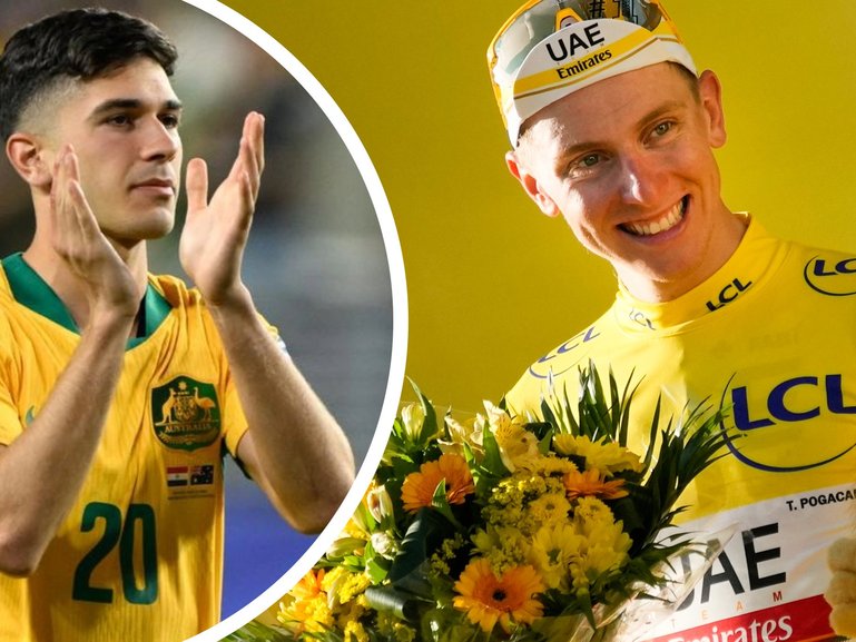 Tour de France champion Tadej Pogacar has thrown his support behind the Socceroos.
