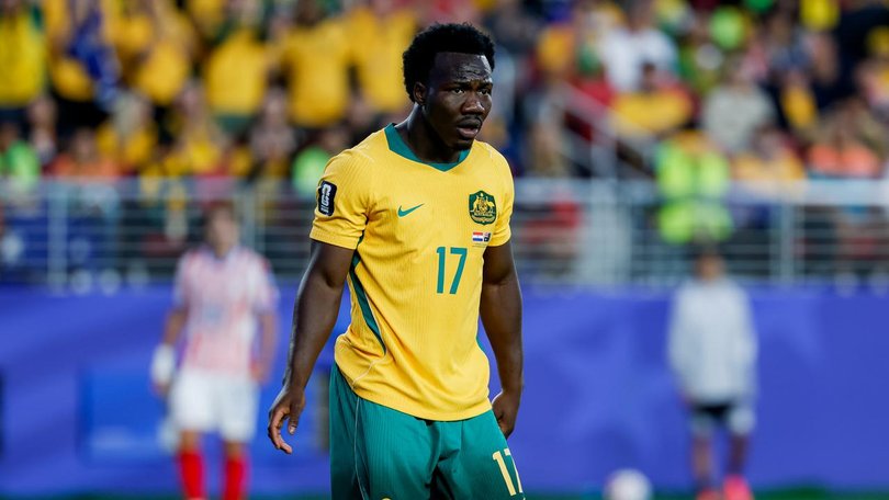 Nestory Irankunda will lead the Socceroos' attack against in the World Cup match against Egypt. (Jason Henry/AAP PHOTOS)