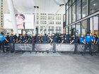 Police officers gather outside MSG on Friday. (Sara Konradi/For The Washington Post)