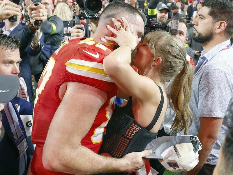 Travis Kelce and Taylor Swift reportedly have a massive party planned to celebrate their marriage. (EPA PHOTO)