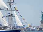 Tall ships passed the Statue of Liberty in scenes reminiscent of independence festivities in 1976. (AP PHOTO)