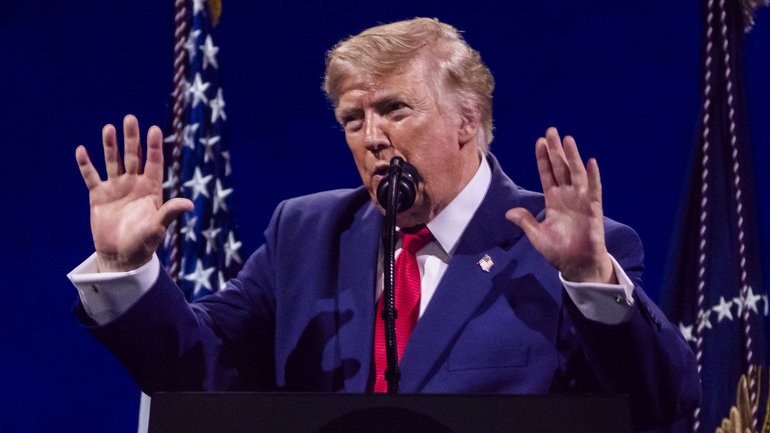 US President Donald Trump speaks during the Salute to America 250 celebration on the National Mall in Washington, DC, USA, 04 July 2026.