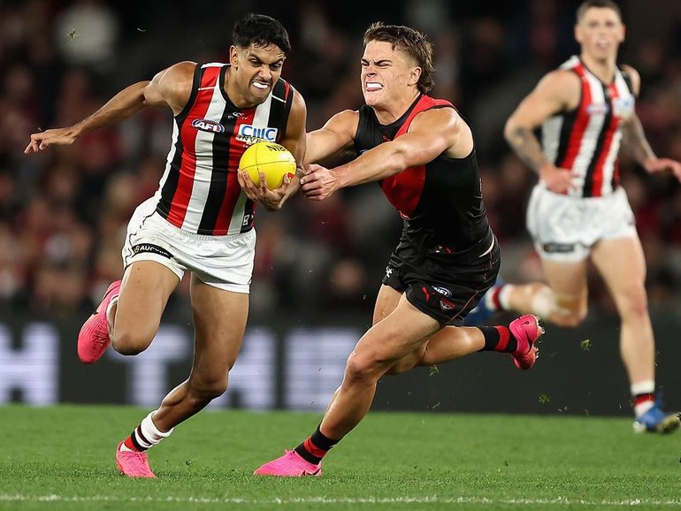 St Kilda's Nasiah Wanganeen-Milera was unstoppable with 46 disposals and a goal against Essendon. 
