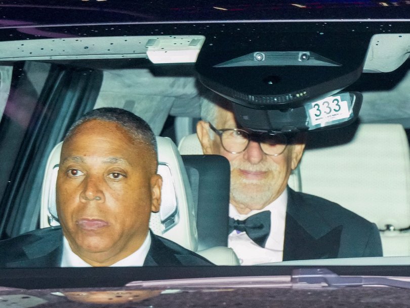 Steven Spielberg leaving Madison Square Garden.