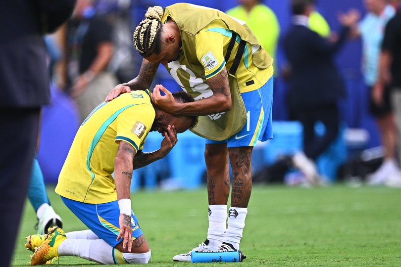 Neymar in tears after the game.