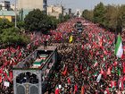 Mourners gather to pay final respects to Iran's slain Supreme Leader Ayatollah Ali Khamenei during the third day of his funeral ceremonies on July 6, 2026 in Tehran, Iran. 