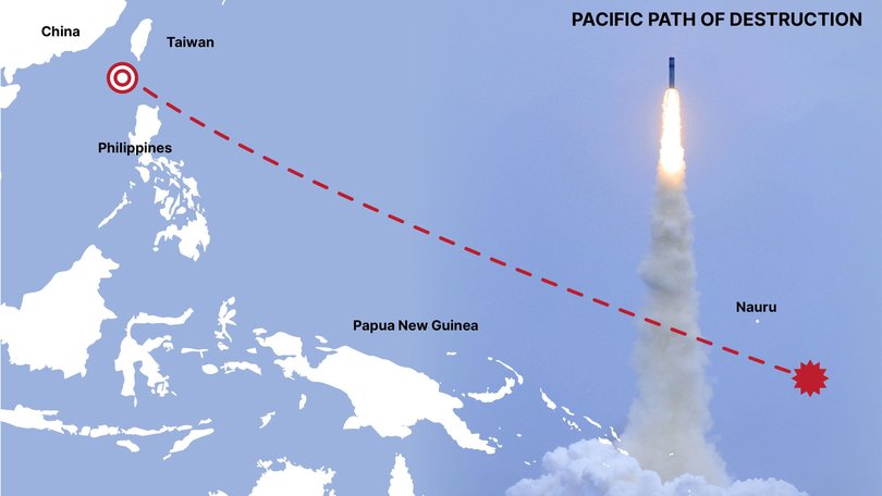 A senior Taiwanese official released an image of the apparent flight path of the Chinese submarine launched ballistic missile, showing the warhead hitting waters near Tuvalu and Nauru.
