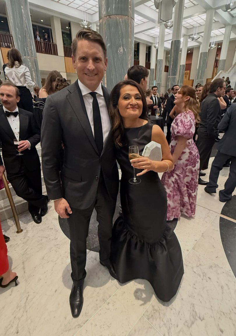 Andrew Hastie and Patricia Karvelas at the 2026 mid-winter ball in Parliament House, Canberra