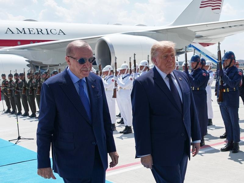 Turkey's Recep Tayyip Erdogan has welcomed Donald Trump to Ankara for the NATO summit.