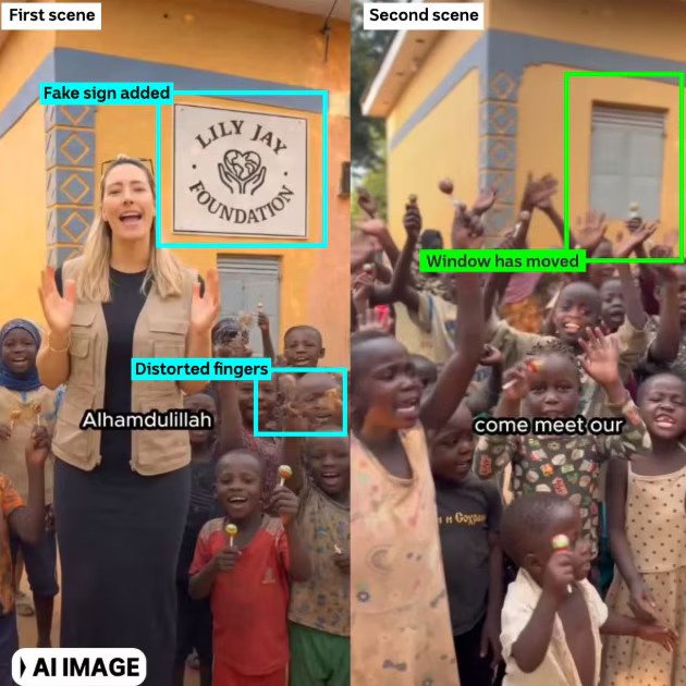 Investigators found noticebale elements in Ms Hinson's video that deemed it had been AI-generated.