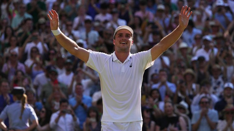 British hero Arthur Fery reacts with some incredulity to reaching the semi-finals of Wimbledon.