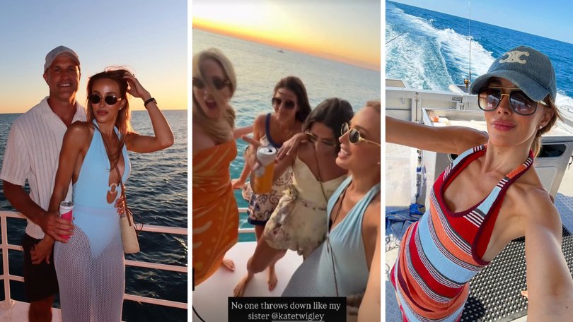 Chris and Bec Judd enjoy a boat party off the coast of Broome.
