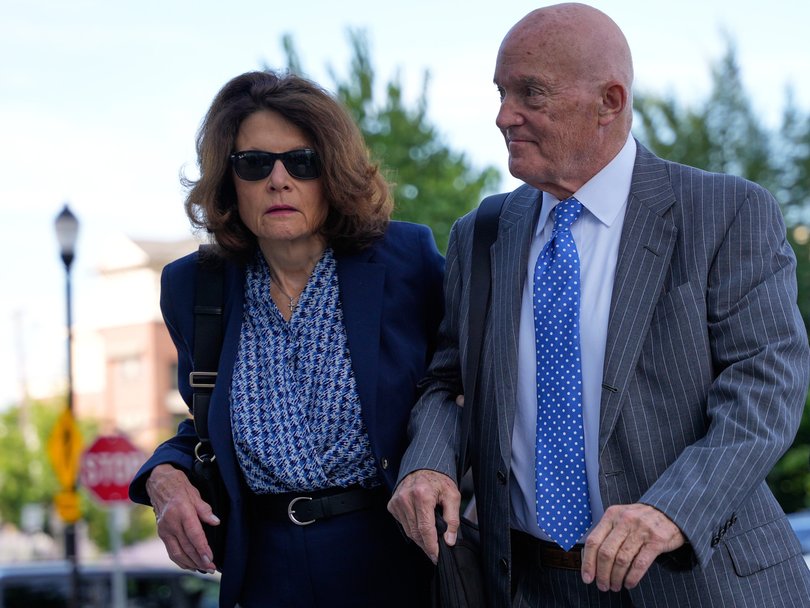 Charlie Kirk's parents, Robert and Kathryn Kirk, arrive at the Fourth District Courthouse for Tyler Robinson’s hearing.