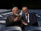 MELBOURNE, AUSTRALIA - JULY 10: Prime Minister of India Narendra Modi (L) and Prime Minister of Australia Anthony Albanese (R) sit in the Shane Warne Stand on July 10, 2026 at the MCG in Melbourne, Australia. Modi is on a diplomatic trip that takes in Indonesia, Australia and New Zealand. (Photo by Asanka Ratnayake/Getty Images)