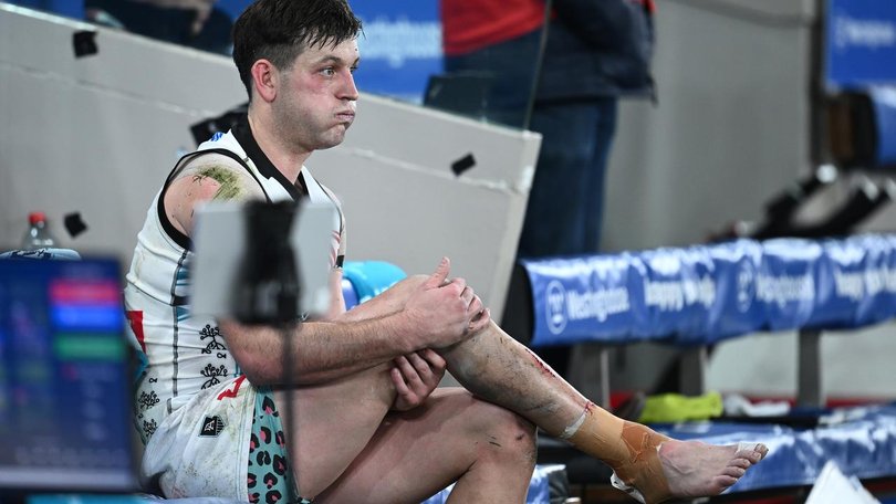 Zak Butters suffered a potentially serious ankle injury in Port Adelaide’s narrow loss to St Kilda.