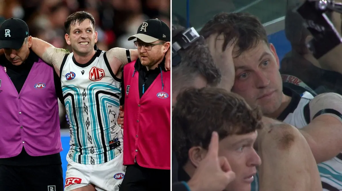 Port Adelaide stars Zak Butters and Mitch Georgiades both suffer serious injuries Port Adelaide stars Zak Butters and Mitch Georgiades both suffer serious injuries
