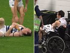 Jeremy Cameron has been taken to hospital with a serious shoulder injury. 