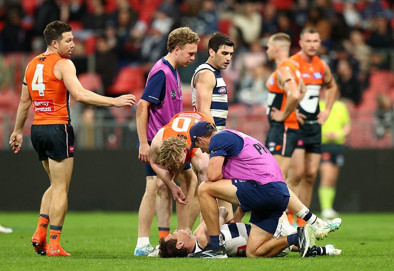 Cameron was in serious pain after the bone-crunching hit.