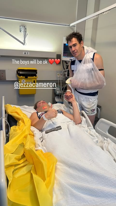 Bruhn and Cameron were taken to hospital after the game.