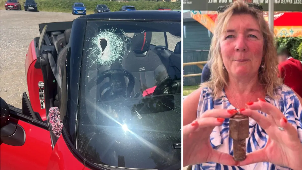 Doncaster, England: Carla Wood survives after metal bolt smashes through windscreen near