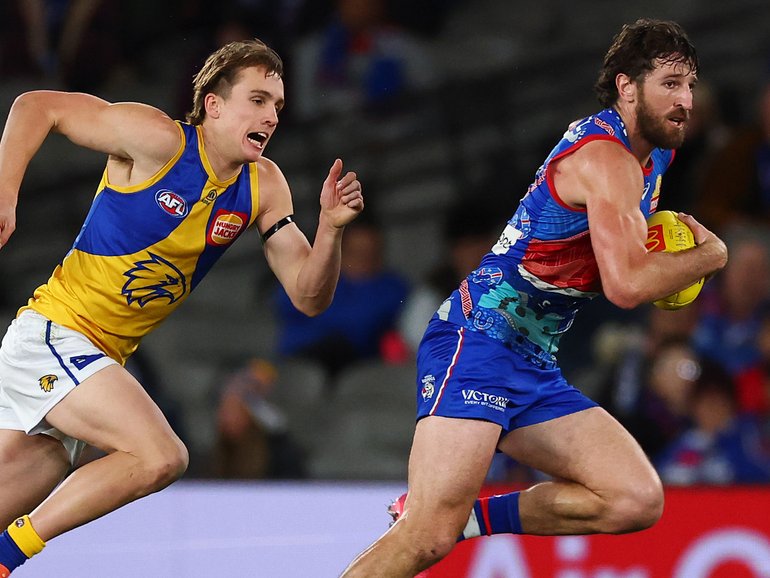 Marcus Bontempelli ran riot against West Coast.