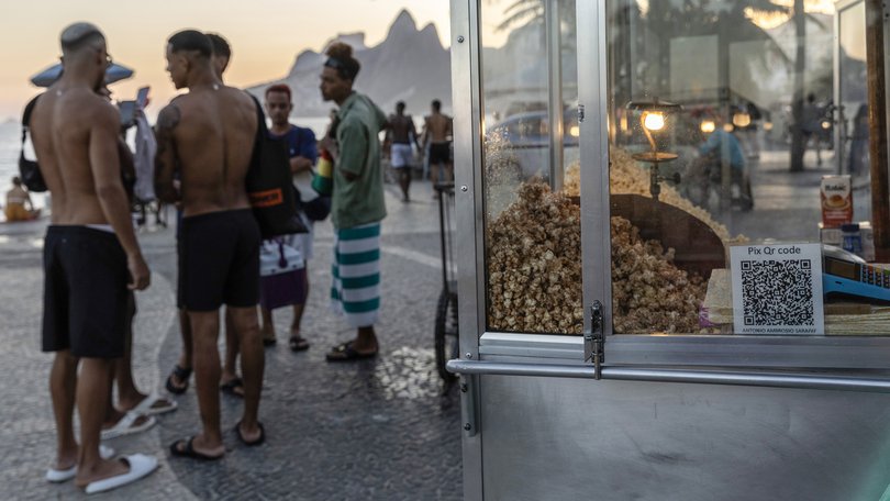 Pix in use at a beachside popcorn cart in Brazil.