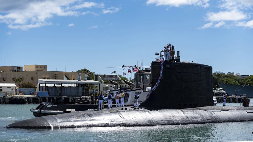 Virginia-class submarine USS Illinois returns home to Pearl Harbor on Sept. 13, 2021. Australia will buy similar subs under the AUKUS deal.