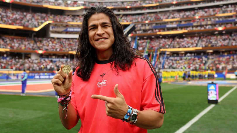 Actor and Footballer Cristo Fernandez at the FIFA World Cup match between South Africa and Canada at Los Angeles Stadium.