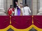 King Charles III, Queen Camilla and members of the royal family wave from the Buckingham Palace balcony after his coronation in London on May 6, 2023.  