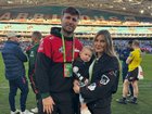 Jai Arrow celebrating his 31st birthday with his wife and daughter on the weekend.