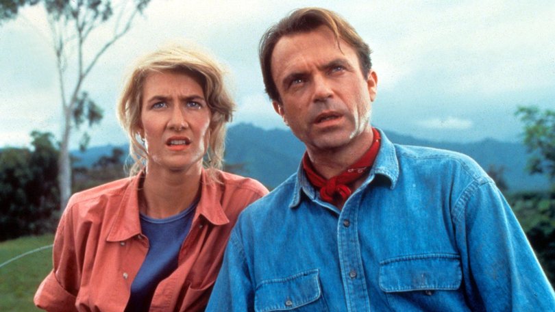 Laura Dern and Sam Neill in Jurassic Park.