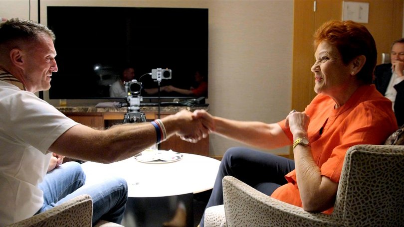 Pauline Hanson and Tommy Robinson recorded a podcast together during her UK visit.