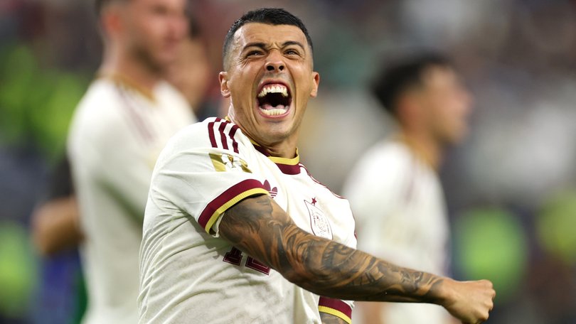Spain’s Pedro Porro celebrates.