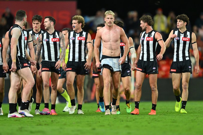 GOLD COAST, AUSTRALIA - JULY 04: Billy Frampton of the Magpies during the round 17 AFL match between Gold Coast Suns and Collingwood Magpies at People First Stadium, on July 04, 2026, in Gold Coast, Australia. (Photo by Matt Roberts/AFL Photos/via Getty Images)