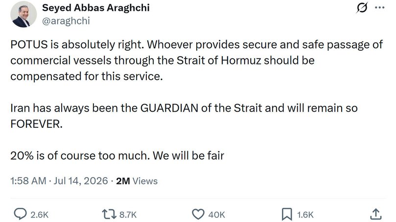 Iran Foreign Minister Seyed Abbas Araghchi immediately seized the opportunity.