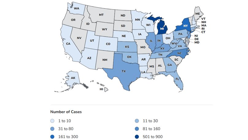 Michigan has recorded the highest number of cases since May 1.