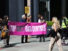 Climate activists protest against UK data centres.