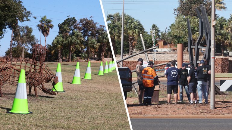 BHP has drawn its battlelines with bright green cones as the Port Hedland community braces for union-led strikes that could worsen the town’s ‘already exorbitant’ cost of doing business.