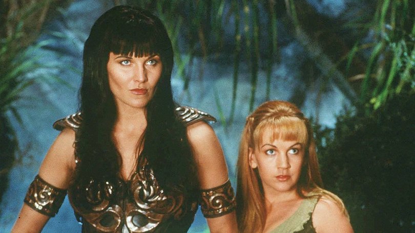 Lucy Lawless as Xena, left, with Renee O'Connor as Gabrielle.