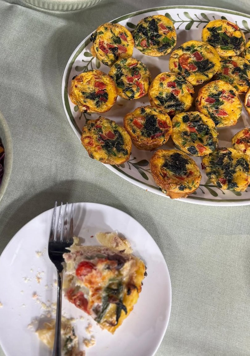 The egg cups and a slice of the pie. 