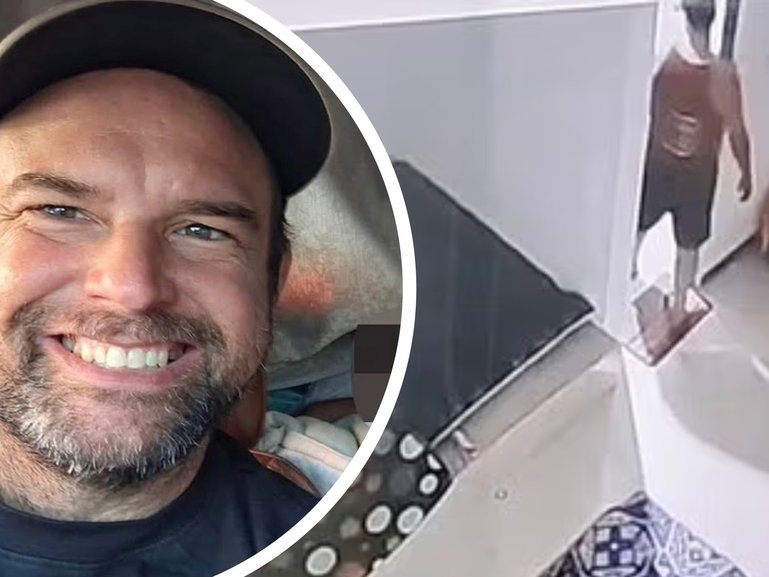New CCTV footage released by Balinese police on Wednesday and obtained by the Daily Mail captures Mr Hughes pacing around his immigration detention room in the moments before he was found unresponsive.
