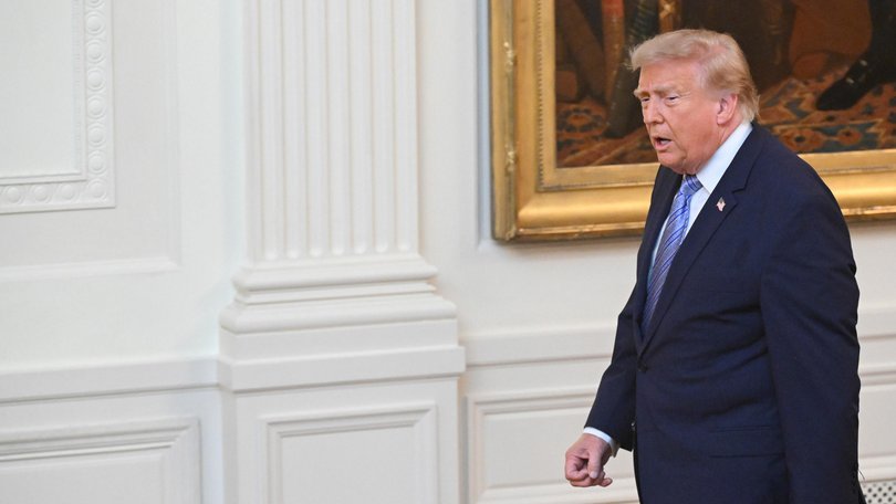 US President Donald Trump arrives for his address to the nation.