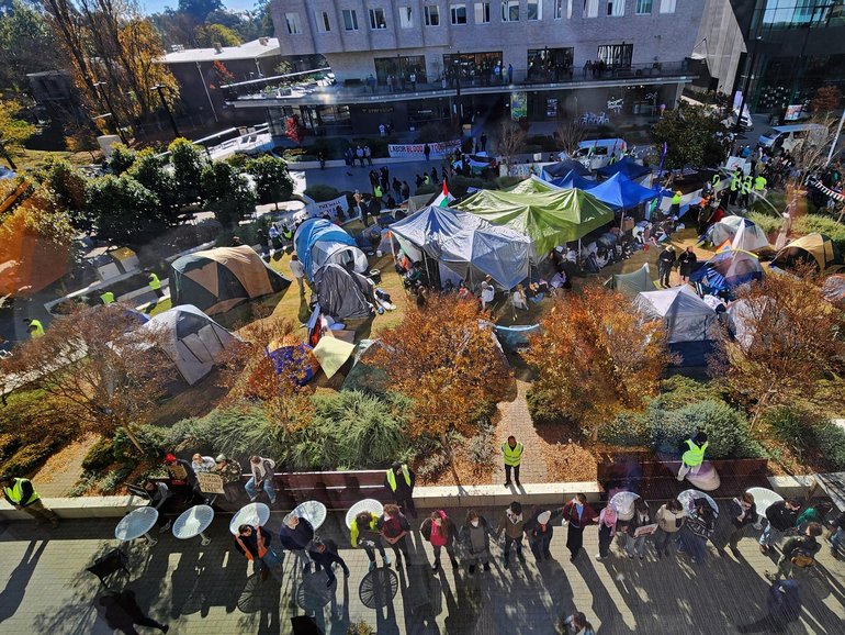 The Australian National University in Canberra had the longest-running Gaza solidarity encampment of 21 Australian universities in 2024. NewsWire / Martin Ollman