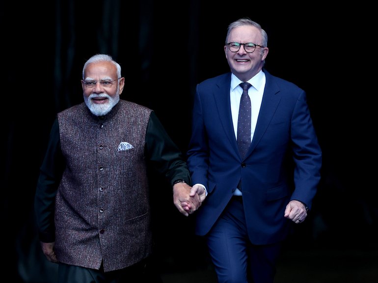 Prime Minister of India Narendra Modi  and Prime Minister of Australia Anthony Albanese.
